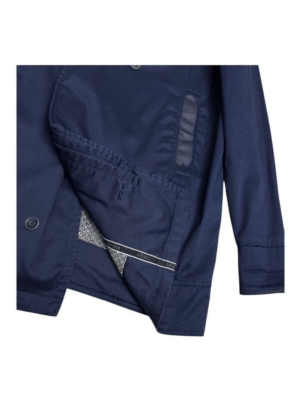 DIESEL Luxury Designer Navy Blue Cotton Light Trench Jacket Womens Large - Picture 10 of 10